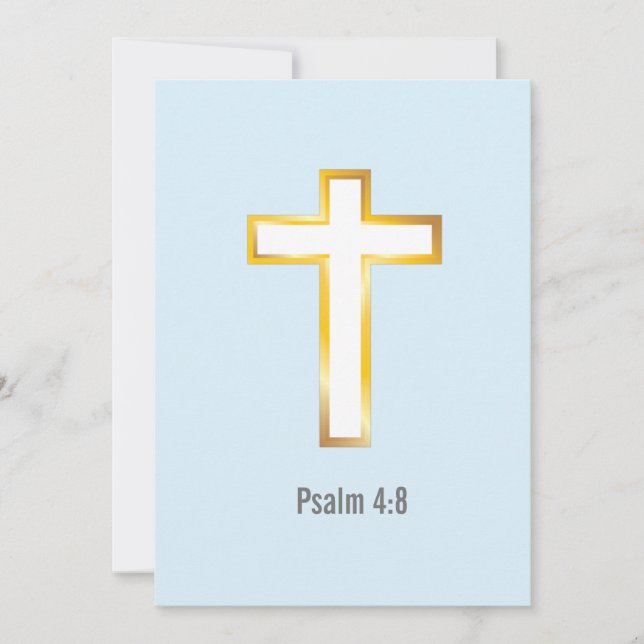 Psaume 4:8 Verset biblique avec carte croisée Gold (Devant)