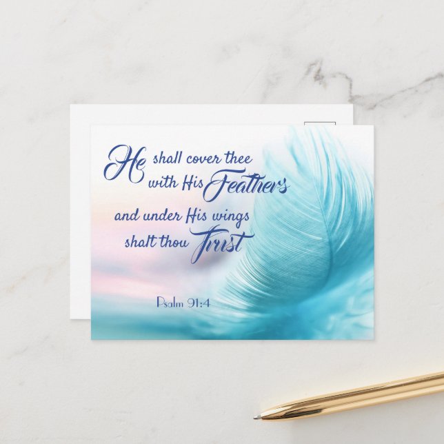 Psaume 91:4 Carte postale - King James Version (Devant/Arrière en situation)