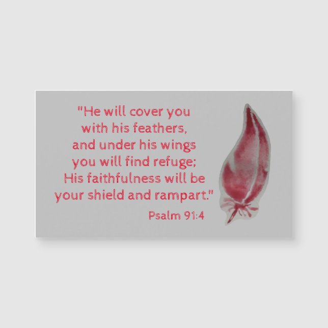Psaume 91:4 Plumes Bible Verse Carte magnétique (Devant)