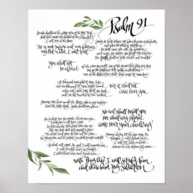 Psaume 91 affiche HAND LETTERED | Protection de la (Devant)
