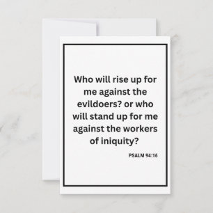 Psaume 94:16 KJV Bible Verse Carte de voeux plat