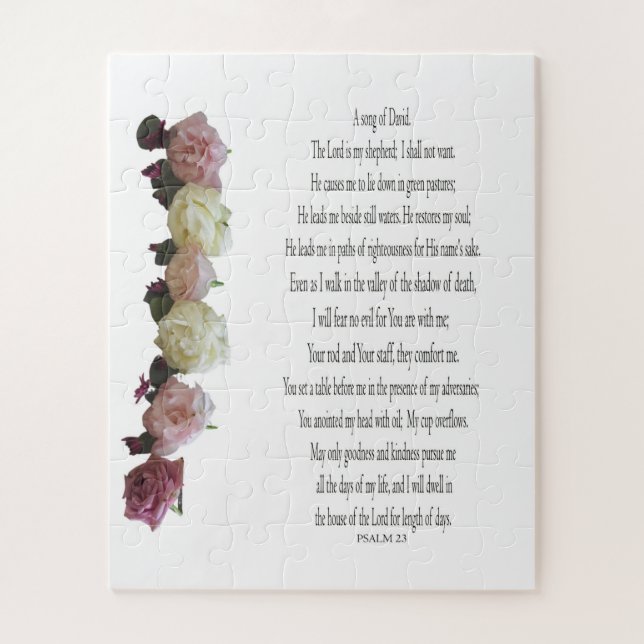 Psaume, Fleur blanche Rose, Puzzle difficile (Vertical)