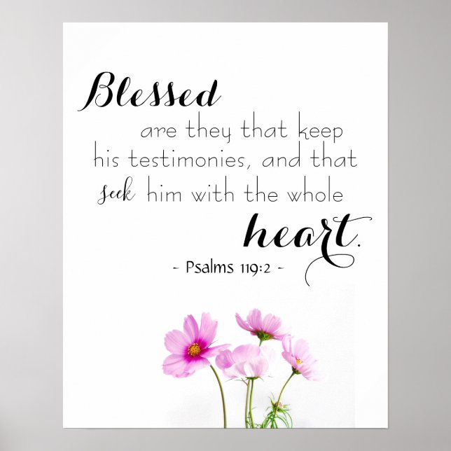 Psaumes 119:2 Bible Verse Poster chrétien (Devant)