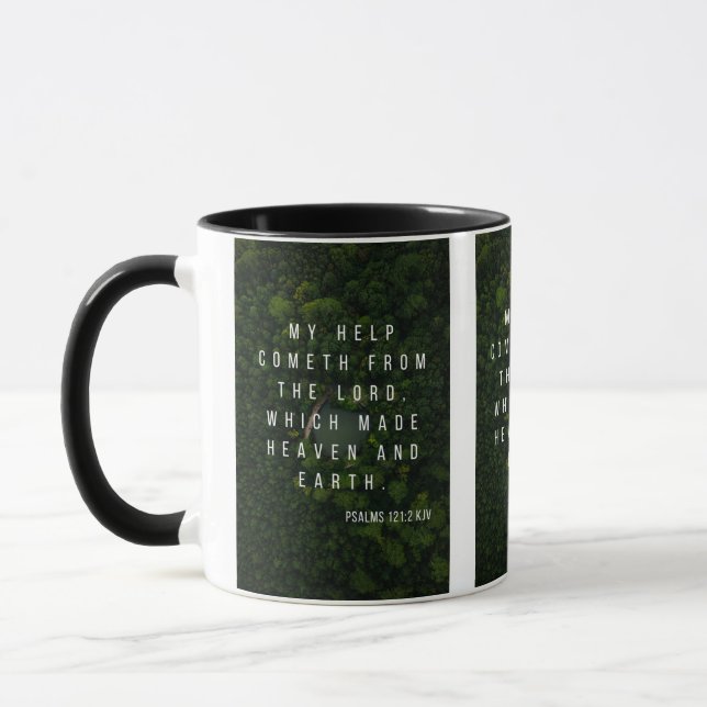 Psaumes 121:2 KJV Bible Écriture Pic Mug Deux Tons (Gauche)