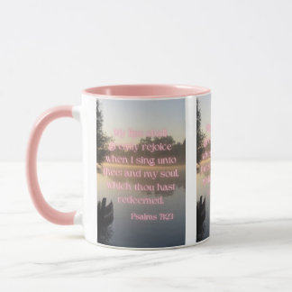 Psaumes 71:23 KJV Bible Verse Pic Mug à deux tons