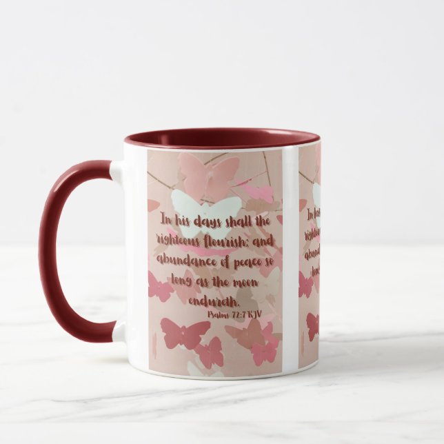 Psaumes 72:7 KJV Bible Verse Pic Mug Deux Tons (Gauche)