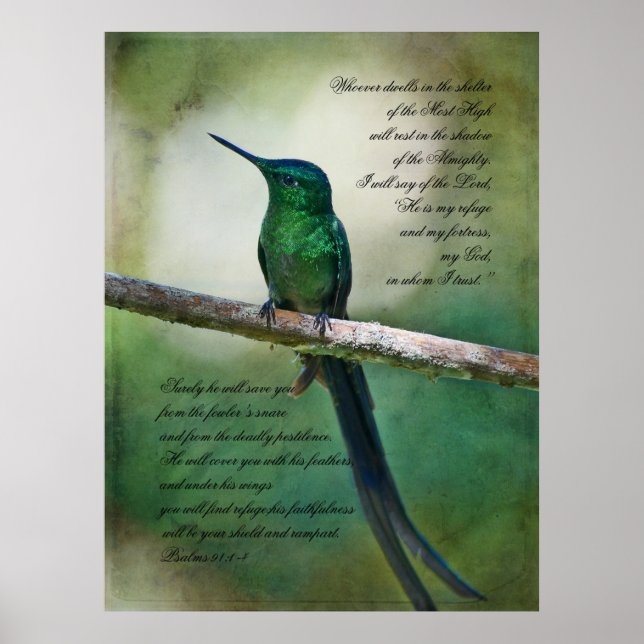 Psaumes 91:1-4 Poster Inspirationnel (Devant)