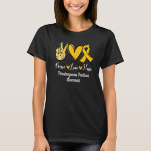 Pseudomyxoma Peritonei Peace Love Hope Amber Ribbo T-Shirt