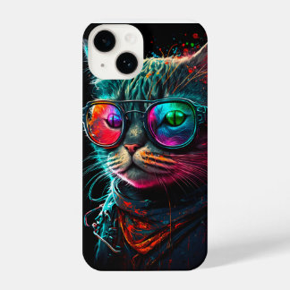 Pshychaselic cat with bandana & sunglasses iphone  iPhone 14 case