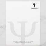 Psi symbol professional psychologist letterhead<br><div class="desc">Psi symbol professional psychologist letterhead template. Elegant logo company stationery for psychology office,  private practice,  clinic,  entrepreneur etc. Classy layout design with stylish typography. Make your own stationery paper. Customizable colour text for custom address,  phone,  email and website. Start your business today!</div>