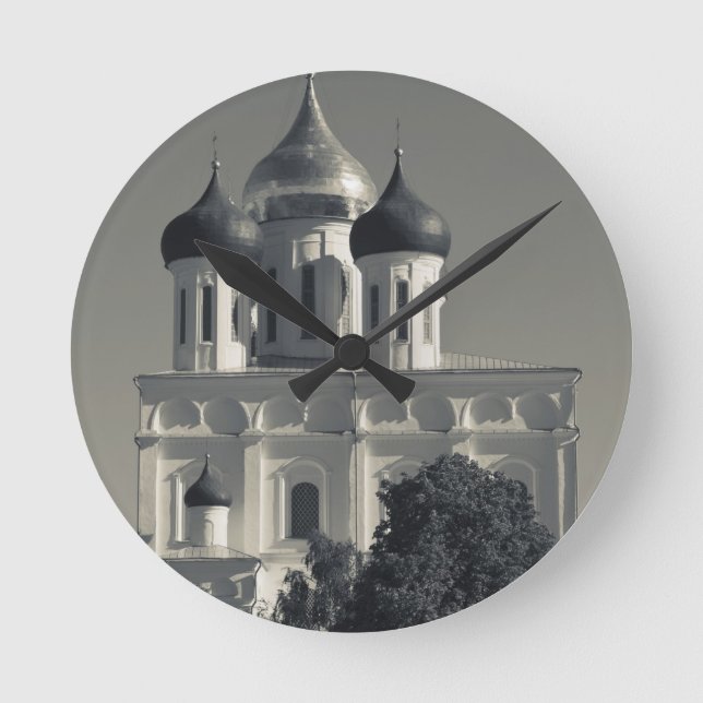 Pskov Kremlin and Trinity Cathedral Round Clock (Front)