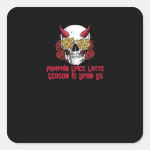 PSL Pumpkin Spice Latte Season Autumn Skull Square Sticker