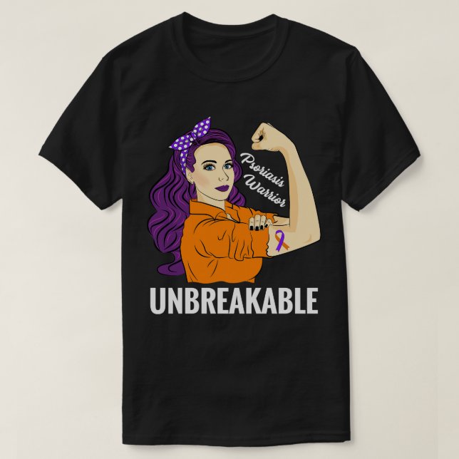 Psoriasis Awareness Warrior Unbreakable Support St T-Shirt (Design Front)