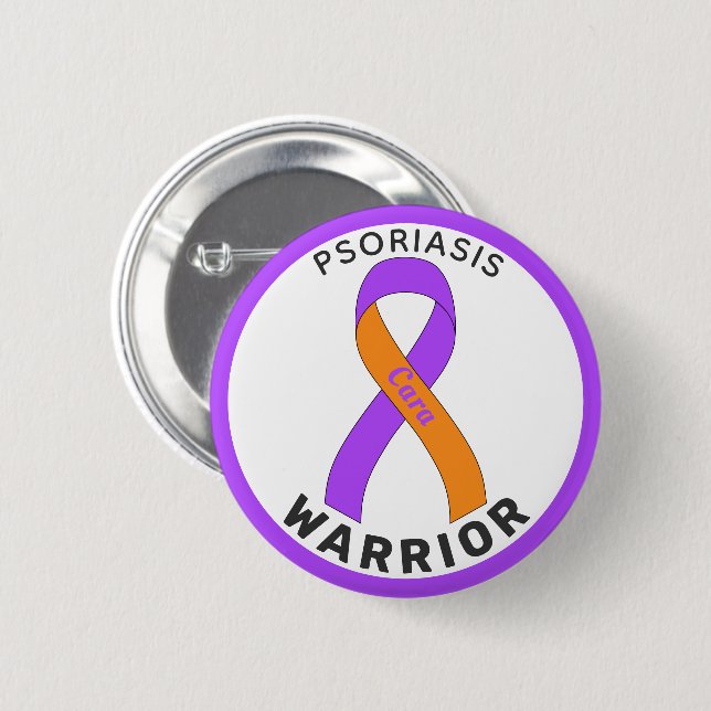 Psoriasis Warrior Ribbon White Button (Front & Back)