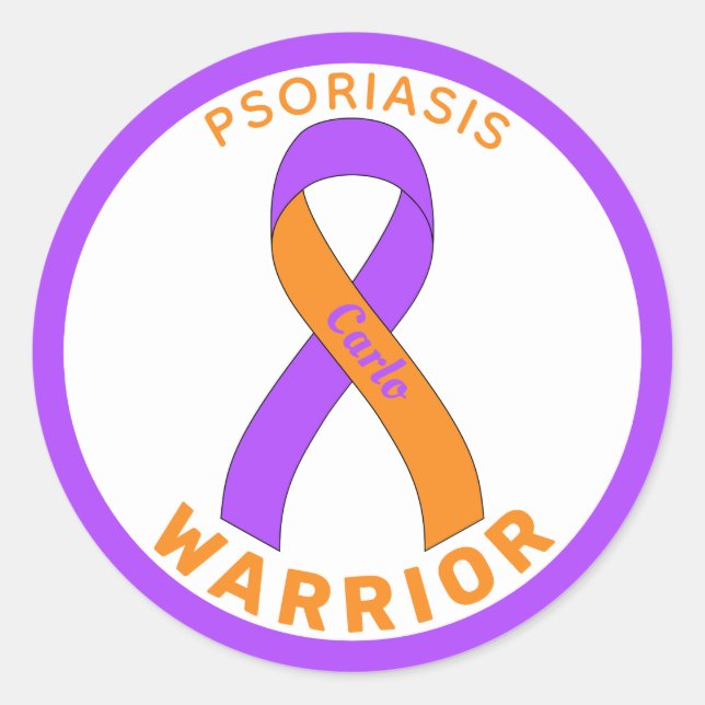 Psoriasis Warrior Ribbon White Round Sticker (Front)