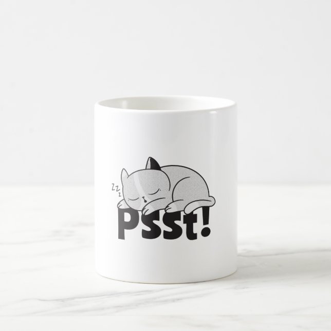 Psst Lazy cat is sleeping Coffee Mug (Center)