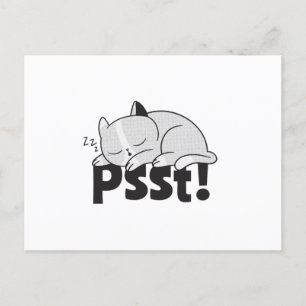 Psst Lazy cat is sleeping Postcard
