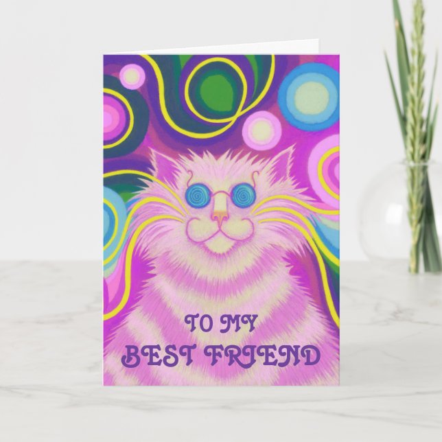 Psy-cat-delic P'ink 'Best Friend'  birthday card (Front)
