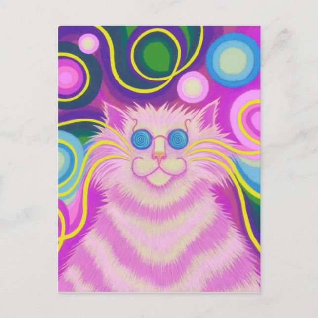 Psy-cat-delic Pink postcard vertical (Front)