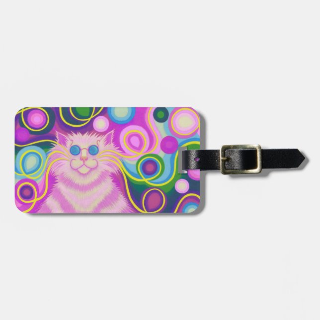 Psy-cat-delic Pink 'text' luggage tag (Front Horizontal)