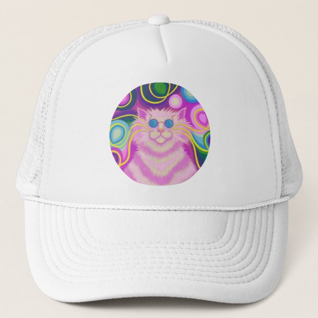 Psy-cat-delic Pink trucker hat (Front)