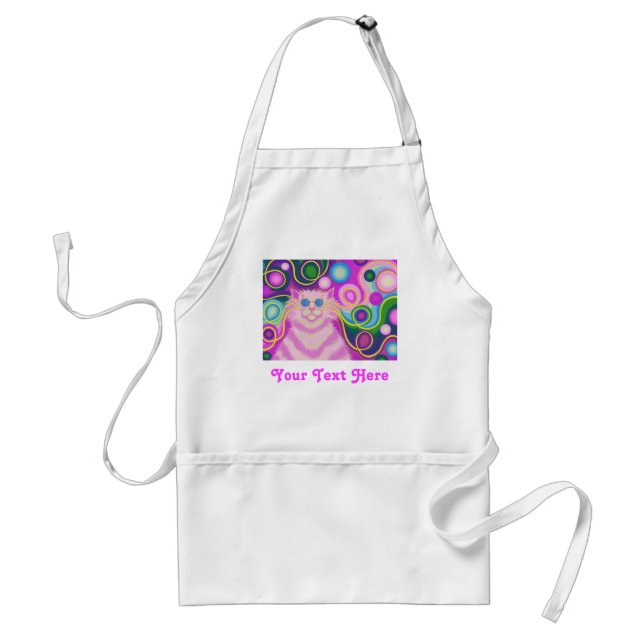 Psy-cat-delic Pink 'Your Text' apron (Front)