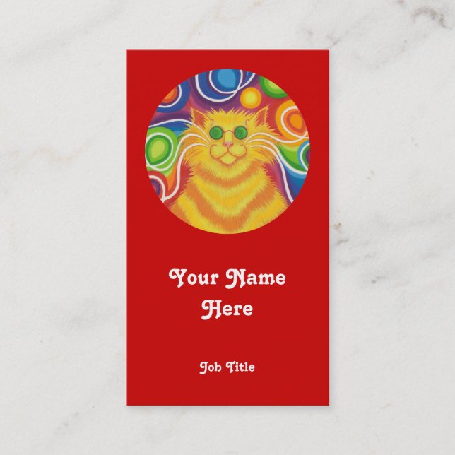 Psy-cat-delic "rond" carte de visite portrait roug (Devant)