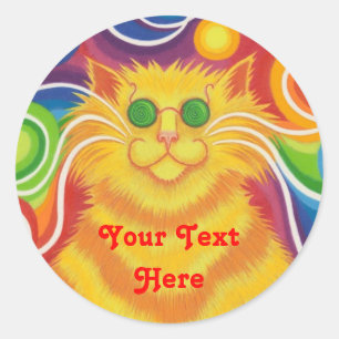 Psy-cat-delic 'Your Text Here' round sticker