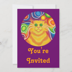 Psy-cat-delic 'You're Invited'  invitation purple