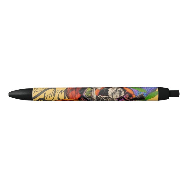 Psycedelic amarillo black ink pen (Front)