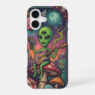 Psych Alien Playing Guitar Mushroom Phone Case