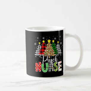 Psych Nurse Xmas Tree Leopard Red Plaid Christmas Coffee Mug
