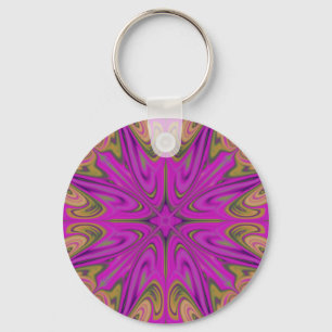 Psychadelic Liquid Colourful Abstract Purple Orang Keychain