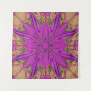 Psychadelic Liquid Colourful Abstract Purple Orang Tapestry