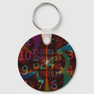 Psychadelic numbers pattern, mesmerising design keychain