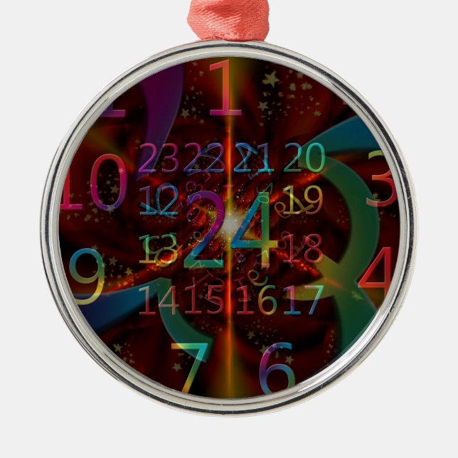 Psychadelic numbers pattern, mesmerising design metal ornament (Front)