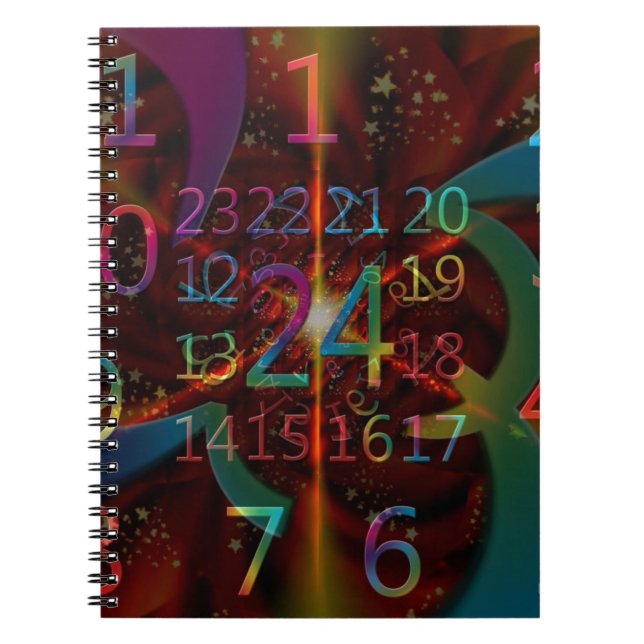Psychadelic numbers pattern, mesmerising design notebook (Front)
