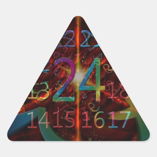 Psychadelic numbers pattern, mesmerising design triangle sticker (Front)