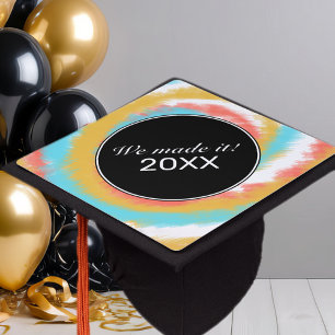 Psychadelic Tye Swirl Made It Graduation Cap Topper