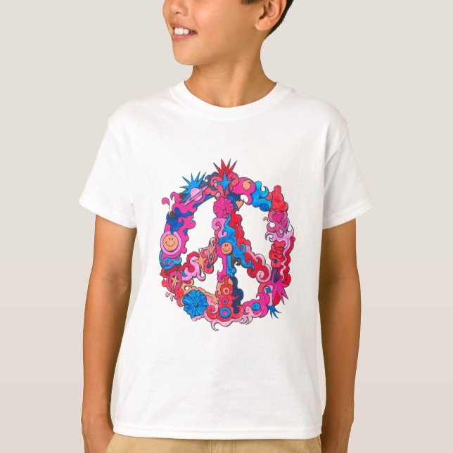 Psychdeclic Peace Symbol T-Shirt (Front)
