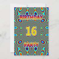 Psychedelic 16th Birthday party Invitation