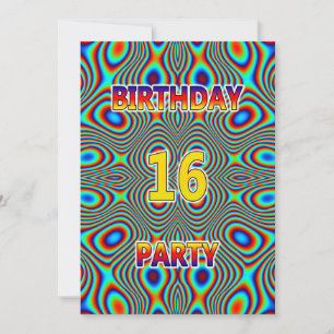 Psychedelic 16th Birthday party Invitation