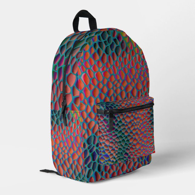 Psychedelic 3D Snake Skin Backpack – Colorful Rept (Back Corner Left)