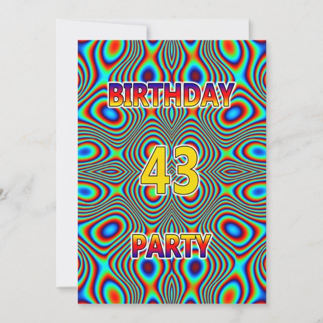 Psychedelic 43rd Birthday party Invitation (Front)