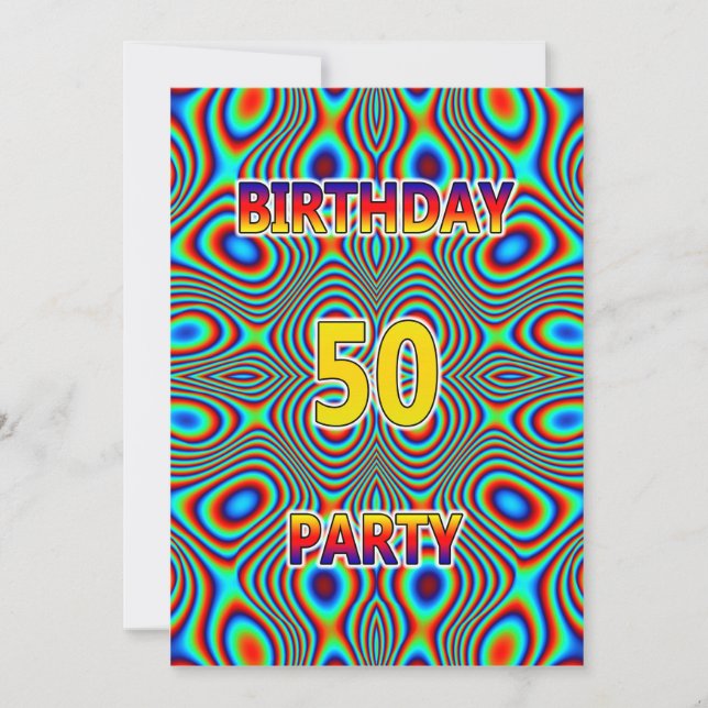 Psychedelic 50th Birthday party Invitation (Front)