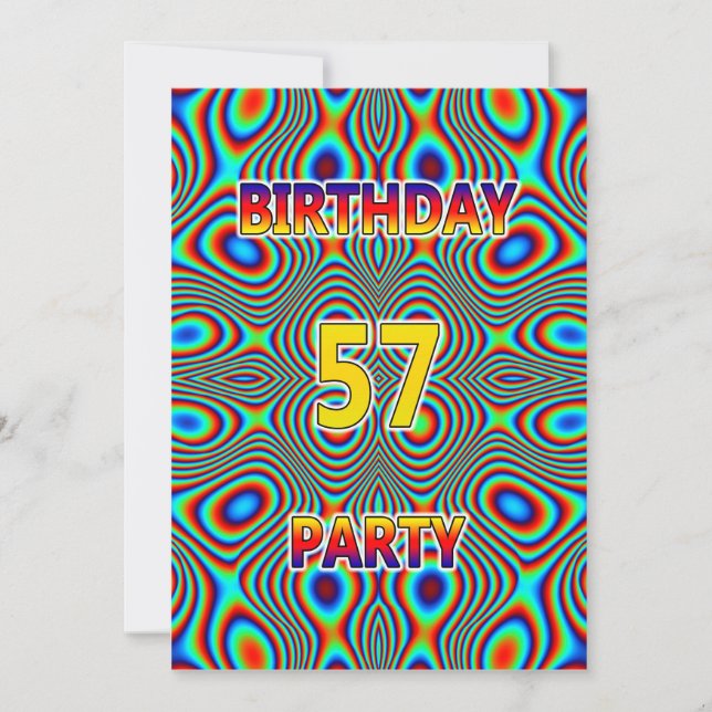 Psychedelic 57th Birthday party Invitation (Front)