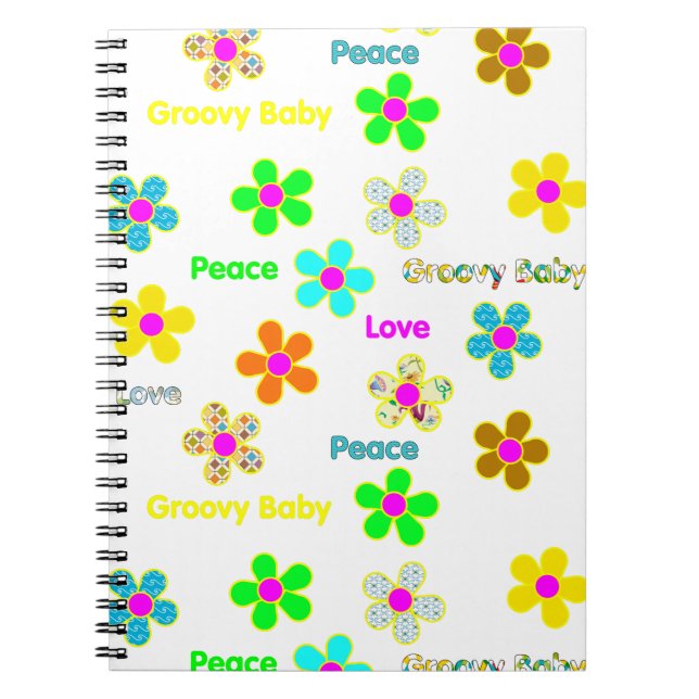 Psychedelic 60s Groovy Flowers Mousepad Notebook (Front)