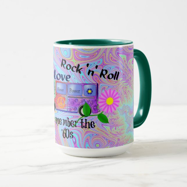 Psychedelic '60s--Peace, Love, Rock 'n' Roll Mug (Front Right)