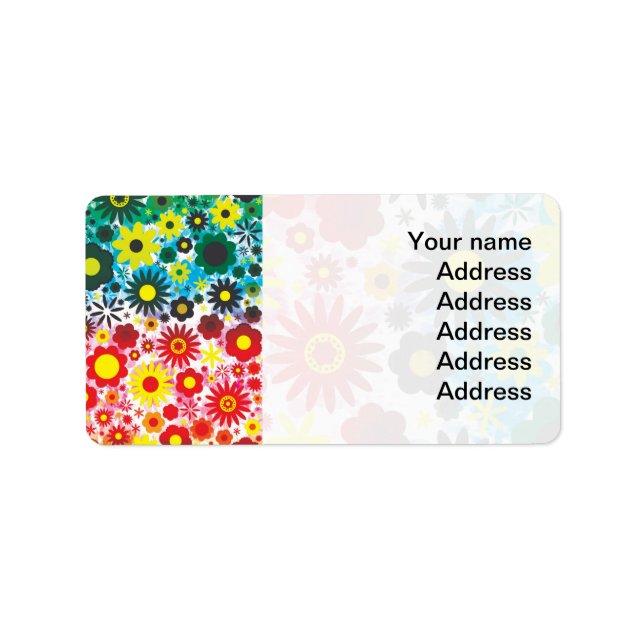 Psychedelic 60s Red Green Flowers Pattern Label (Front)