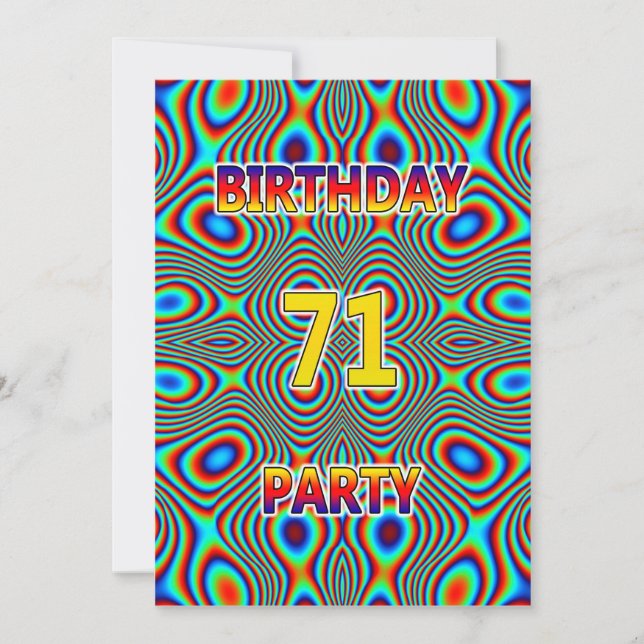 Psychedelic 71st Birthday party Invitation (Front)
